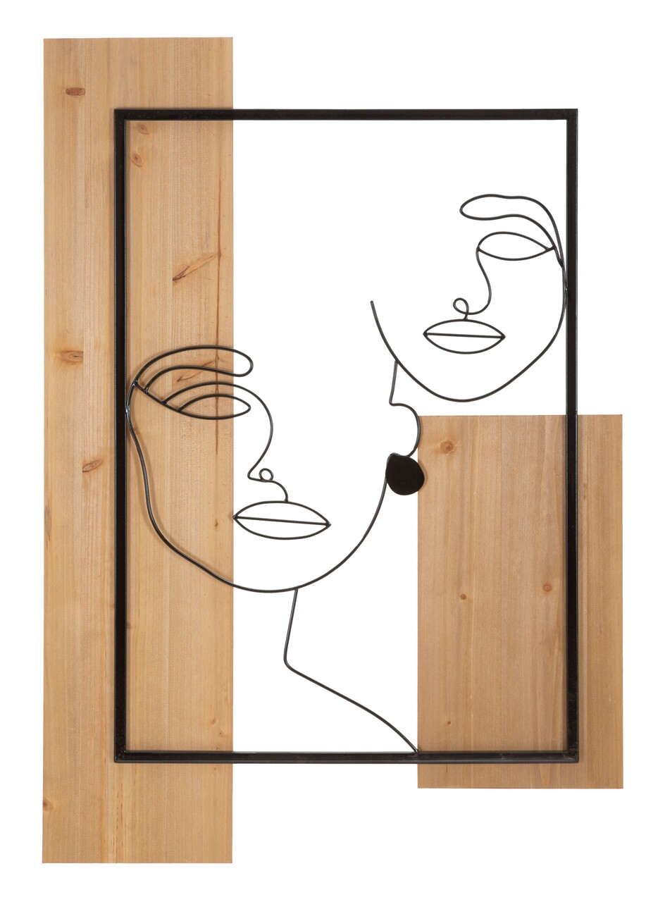 Decoratiune de perete Faces, Mauro Ferretti, 63x90 cm, fier/MDF, negru/maro - imagine 7